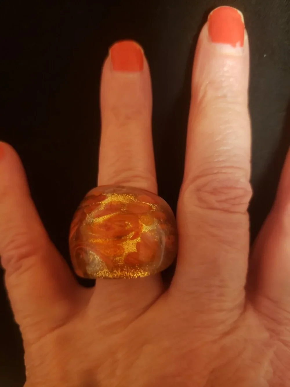 Vintage Murano Glass Dome Ring/Beaded stretch bracelets.